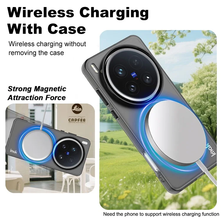 Étui IMAK pour vivo X200 Ultra 5G Compatible avec MagSafe Couleur Bonbon Antichoc TPU + PET - Noir