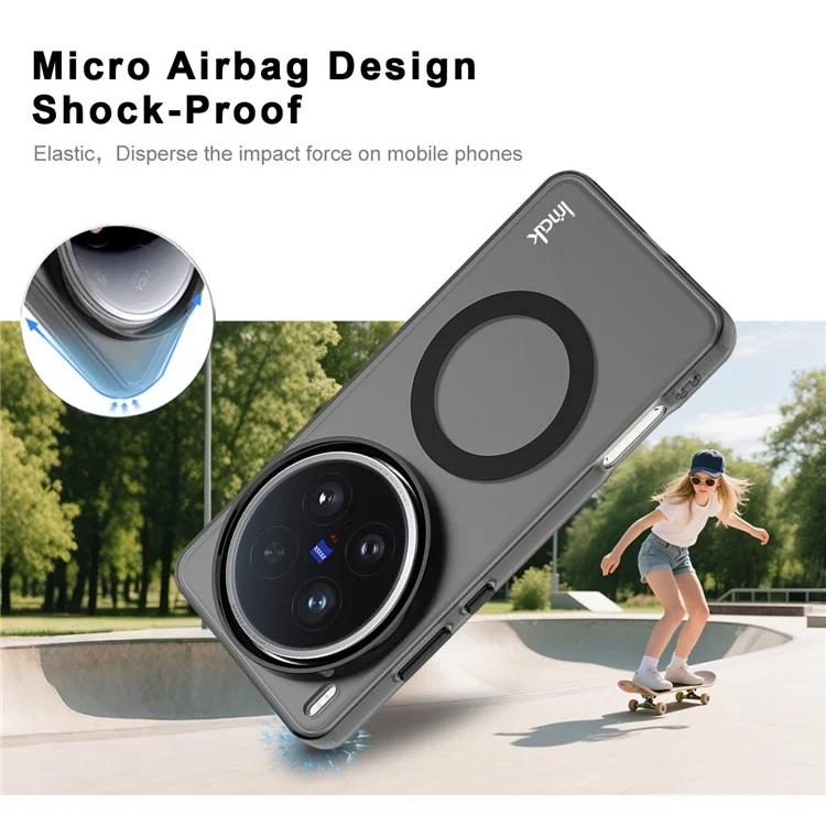 Étui IMAK pour vivo X200 Ultra 5G Compatible avec MagSafe Couleur Bonbon Antichoc TPU + PET - Noir