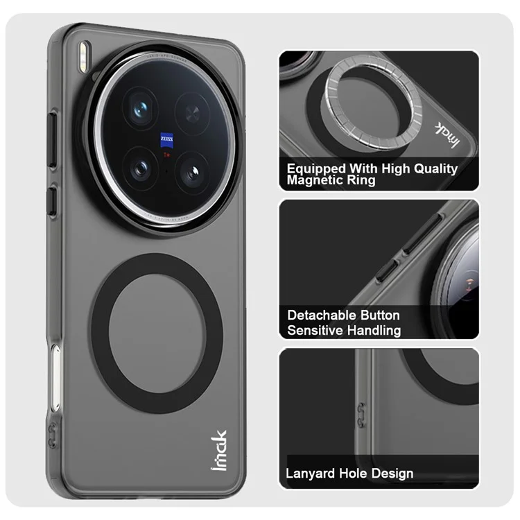 Étui IMAK pour vivo X200 Ultra 5G Compatible avec MagSafe Couleur Bonbon Antichoc TPU + PET - Noir