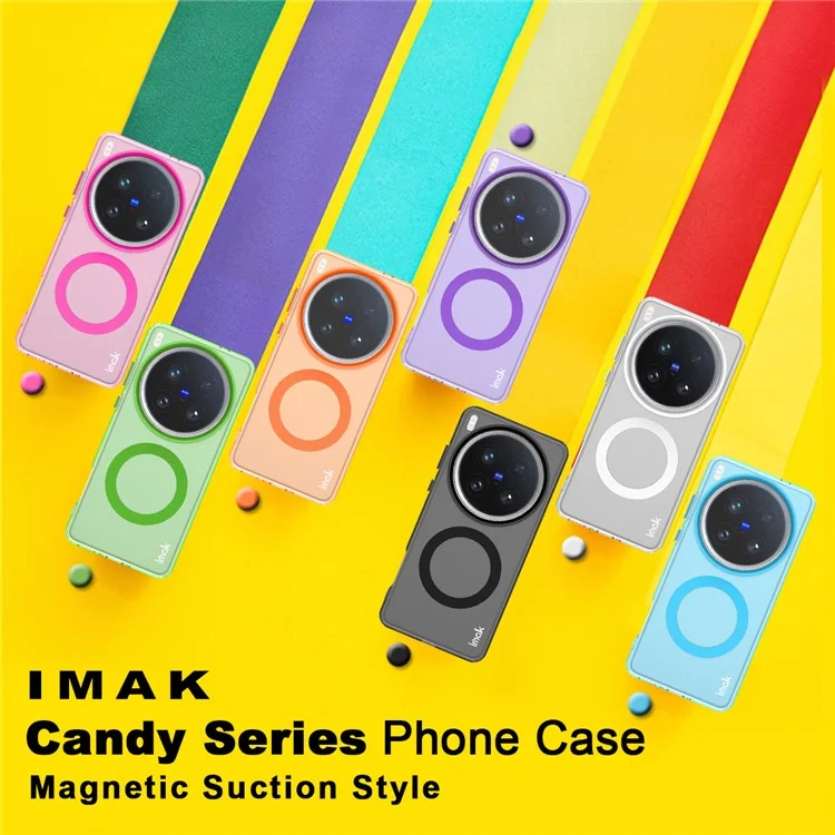 Étui IMAK pour vivo X200 Ultra 5G Compatible avec MagSafe Couleur Bonbon Antichoc TPU + PET - Noir