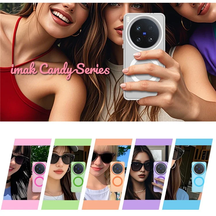 Étui IMAK pour vivo X200 Ultra 5G Compatible avec MagSafe Couleur Bonbon Antichoc TPU + PET - Noir