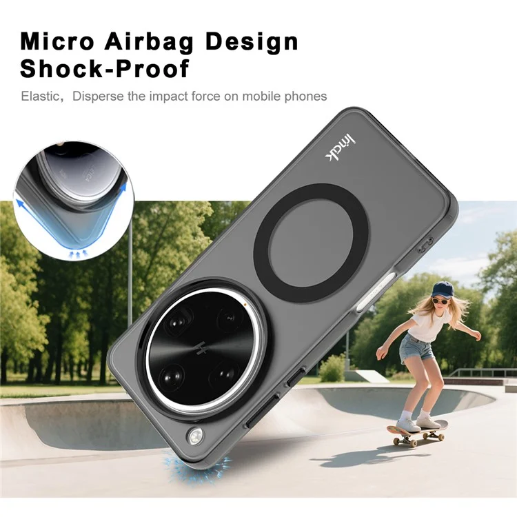 Étui IMAK pour Oppo Find X8 Ultra 5G Compatible avec MagSafe, Couleur Bonbon, Antichoc, TPU + PET - Noir