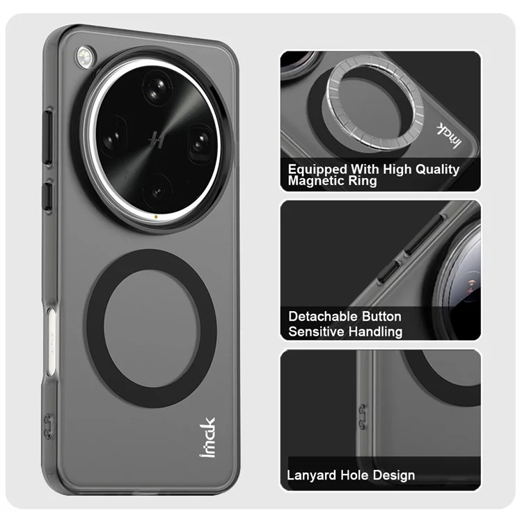 Étui IMAK pour Oppo Find X8 Ultra 5G Compatible avec MagSafe, Couleur Bonbon, Antichoc, TPU + PET - Noir