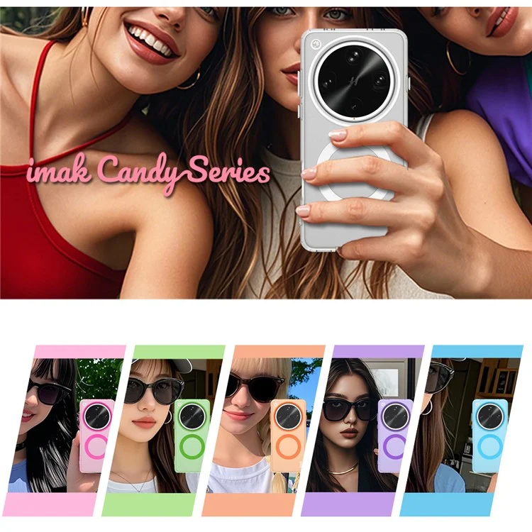 Étui IMAK pour Oppo Find X8 Ultra 5G Compatible avec MagSafe, Couleur Bonbon, Antichoc, TPU + PET - Noir