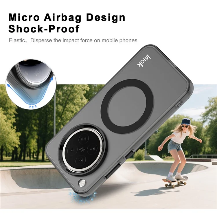Étui IMAK pour Oppo Find X8s 5G Compatible avec MagSafe - Couleur Bonbon, Antichoc, Coque Arrière TPU + PET - Noir