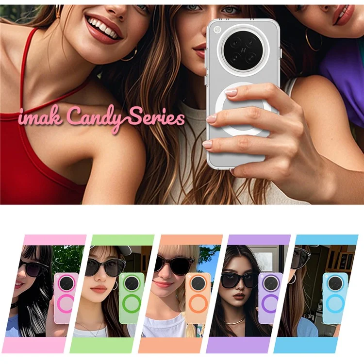 Étui IMAK pour Oppo Find X8s 5G Compatible avec MagSafe - Couleur Bonbon, Antichoc, Coque Arrière TPU + PET - Noir