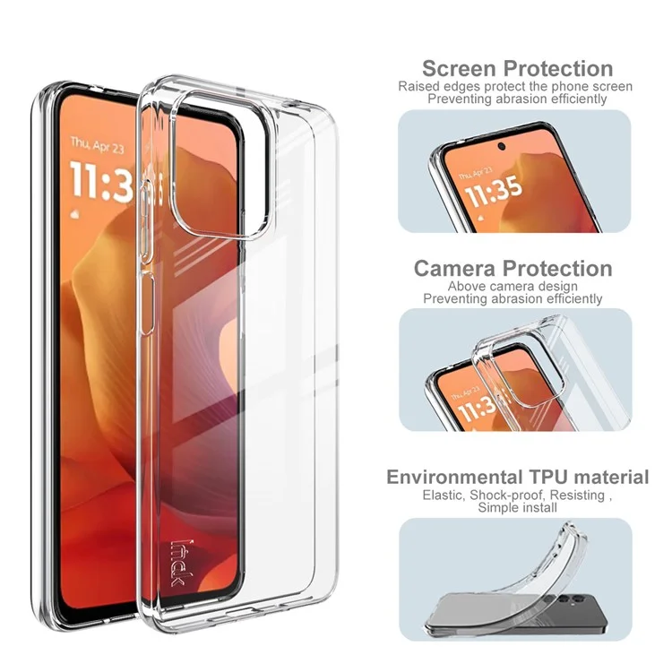 IMAK UX-10 Série Para Motorola Moto G15 4G Capa de Celular Transparente Capa Traseira de TPU Macio