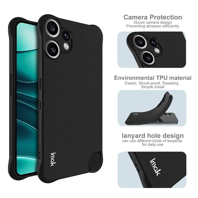 Funda IMAK para Nothing CMF Phone 2 Pro - Carcasa de TPU con Protección Antichoque por Airbag - Negro Mate