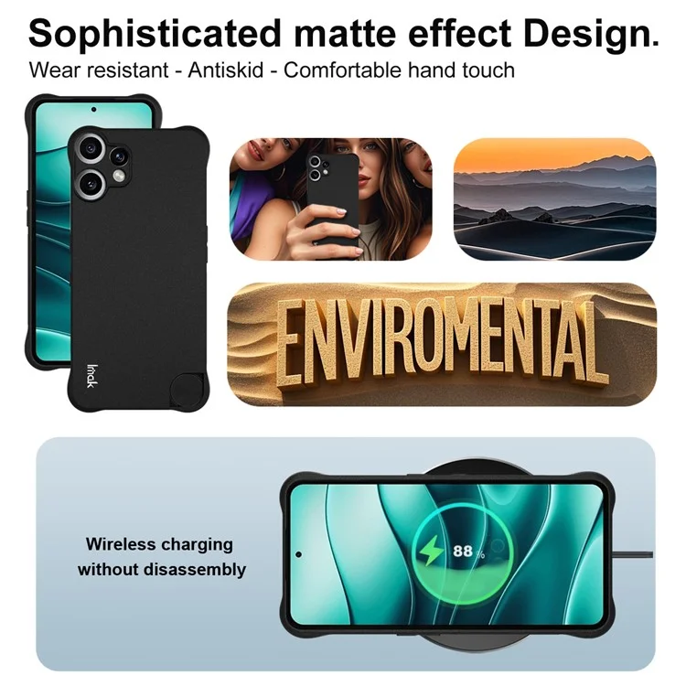 Funda IMAK para Nothing CMF Phone 2 Pro - Carcasa de TPU con Protección Antichoque por Airbag - Negro Mate
