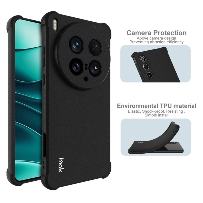 Funda IMAK para vivo X200 Ultra 5G, Carcasa de TPU Antigolpes con Protección de Airbag - Negro Mate