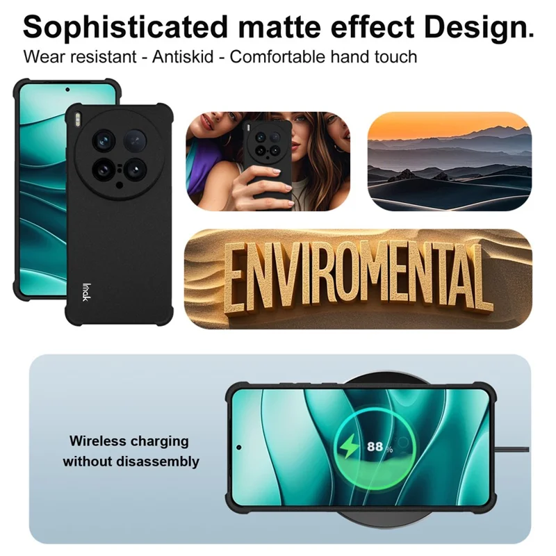 Funda IMAK para vivo X200 Ultra 5G, Carcasa de TPU Antigolpes con Protección de Airbag - Negro Mate