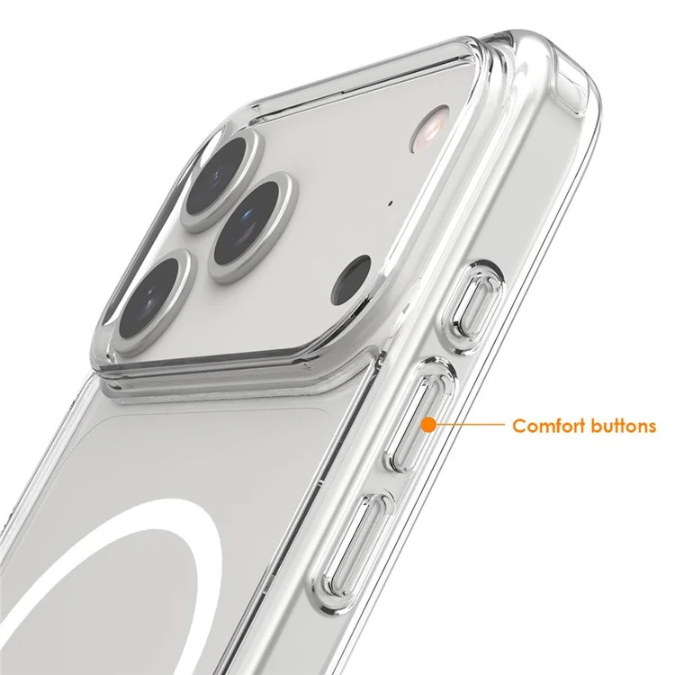 Чехол для iPhone 17 Pro Crystal Clear с поддержкой MagSafe, прозрачный противоударный чехол из ТПУ + поликарбоната