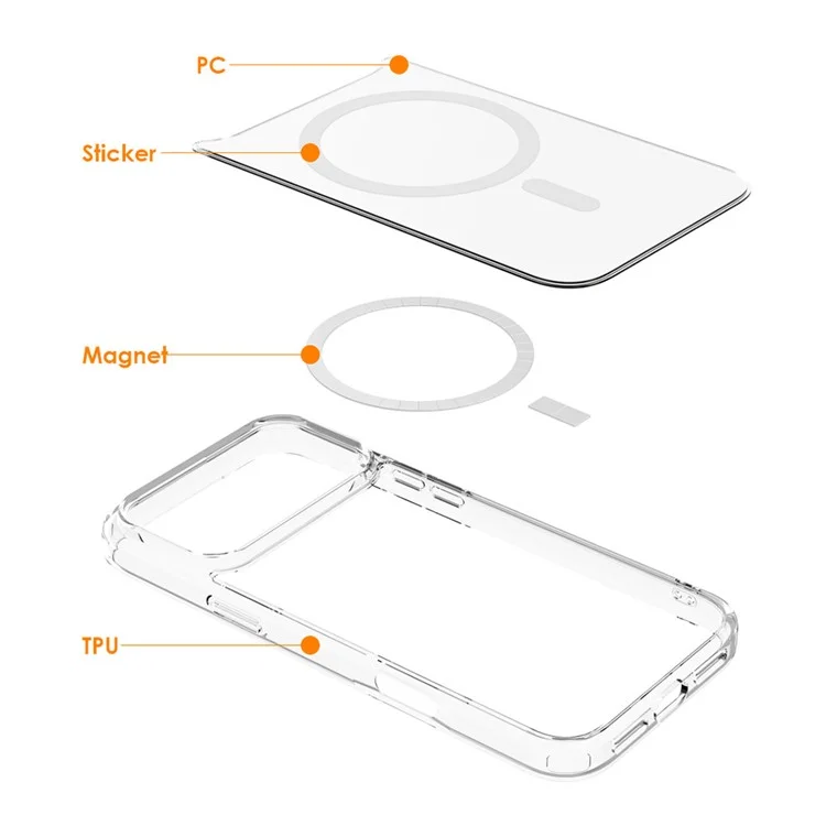 Чехол для iPhone 17 Pro Crystal Clear с поддержкой MagSafe, прозрачный противоударный чехол из ТПУ + поликарбоната