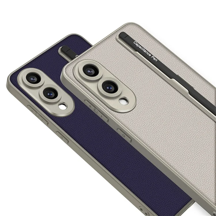 For Samsung Galaxy S25 Edge Case Skin-Touch PU Leather + PC Phone Cover with Stylus - Carbon Fiber Texture