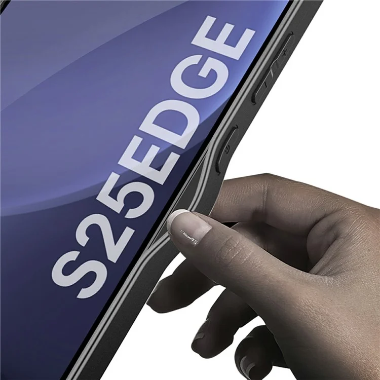 For Samsung Galaxy S25 Edge Case Skin-Touch PU Leather + PC Phone Cover with Stylus - Carbon Fiber Texture