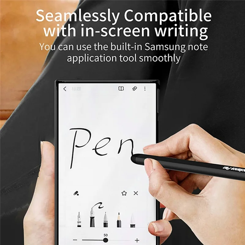 For Samsung Galaxy S25 Edge Case Skin-Touch PU Leather + PC Phone Cover with Stylus - Titanium Black