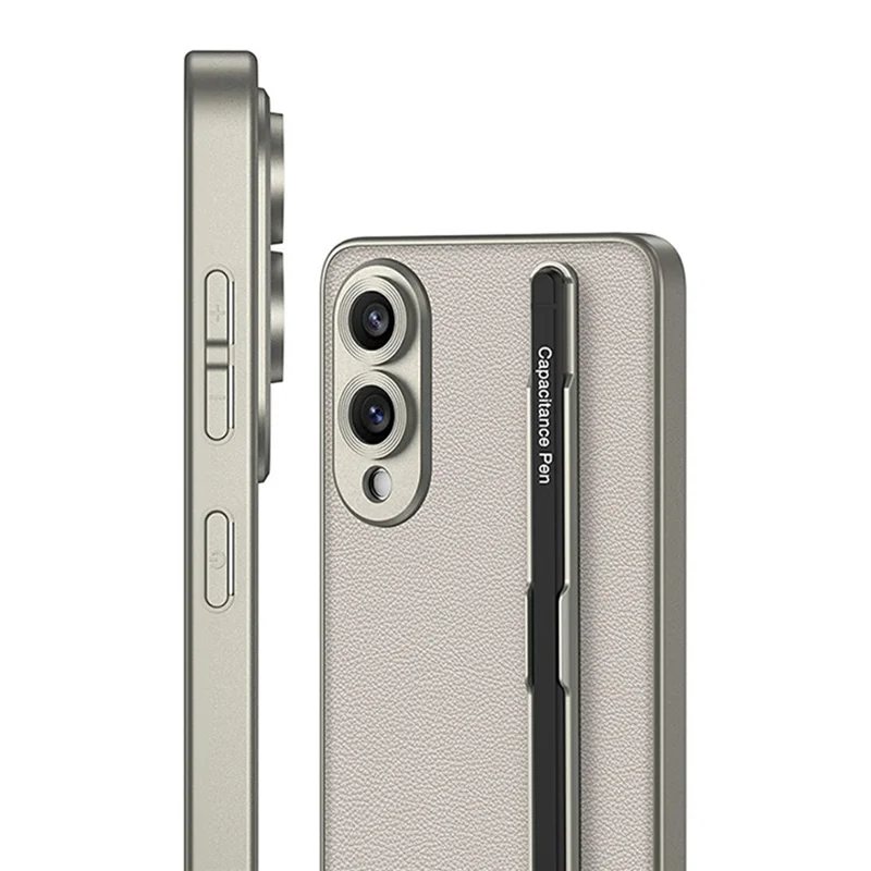 For Samsung Galaxy S25 Edge Case Skin-Touch PU Leather + PC Phone Cover with Stylus - Titanium Black