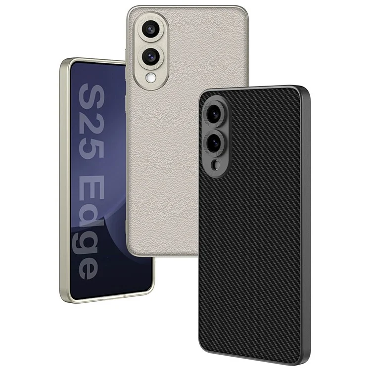 Für Samsung Galaxy S25 Edge Hülle Metall Soft-Touch PU-Leder + PC Handyhülle - Dunkelviolett