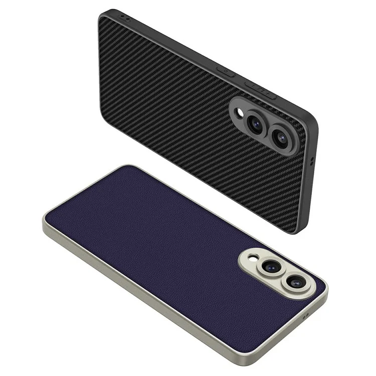 Für Samsung Galaxy S25 Edge Hülle Metall Soft-Touch PU-Leder + PC Handyhülle - Dunkelviolett