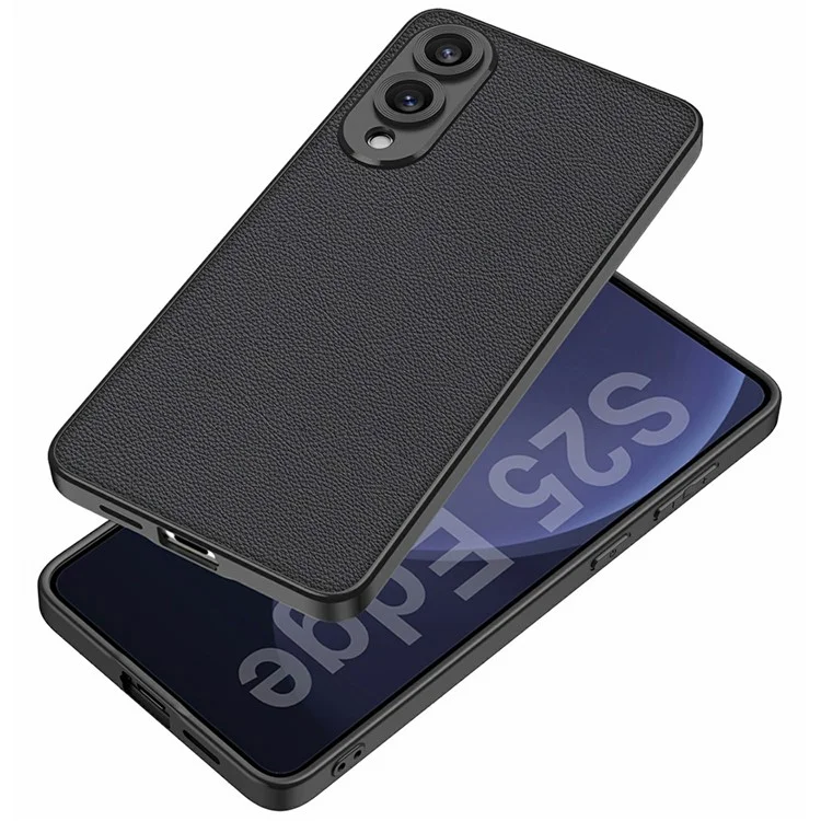 Für Samsung Galaxy S25 Edge Hülle Metall Soft-Touch PU-Leder + PC Handyhülle - Dunkelviolett