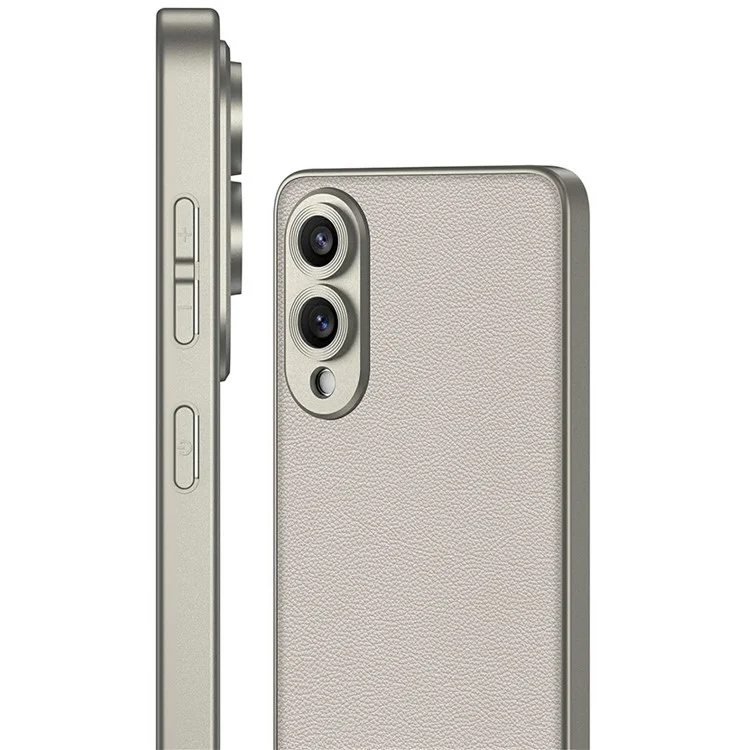 Für Samsung Galaxy S25 Edge Hülle Metall Soft-Touch PU-Leder + PC Handyhülle - Dunkelviolett