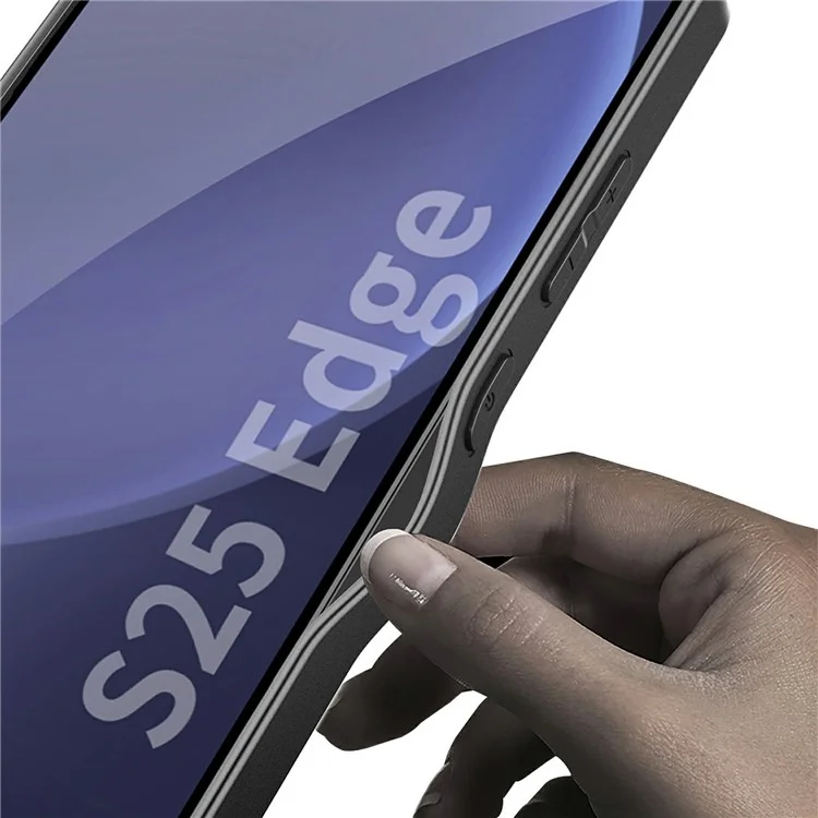 Für Samsung Galaxy S25 Edge Hülle Metall Soft-Touch PU-Leder + PC Handyhülle - Dunkelviolett