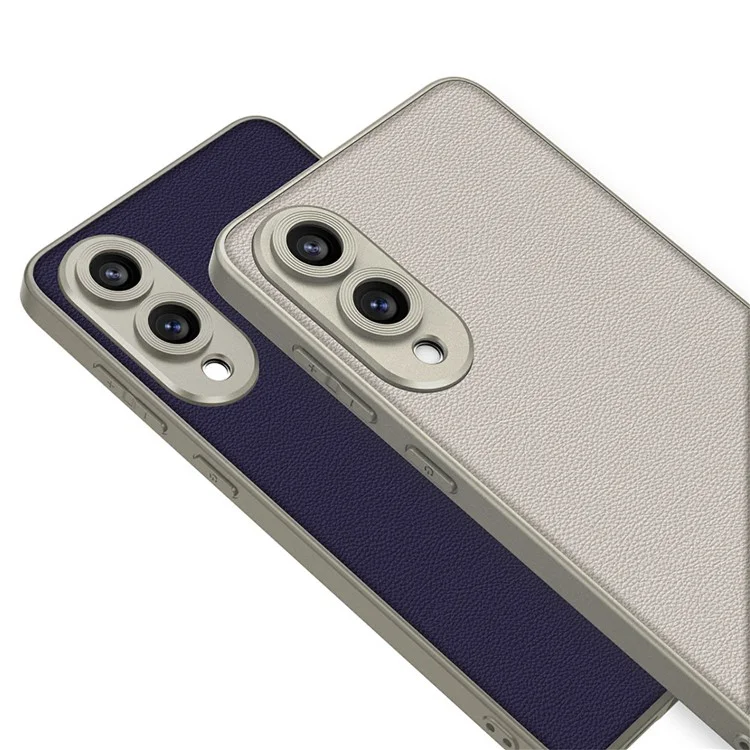 Für Samsung Galaxy S25 Edge Hülle Metall Soft-Touch PU-Leder + PC Handyhülle - Dunkelviolett