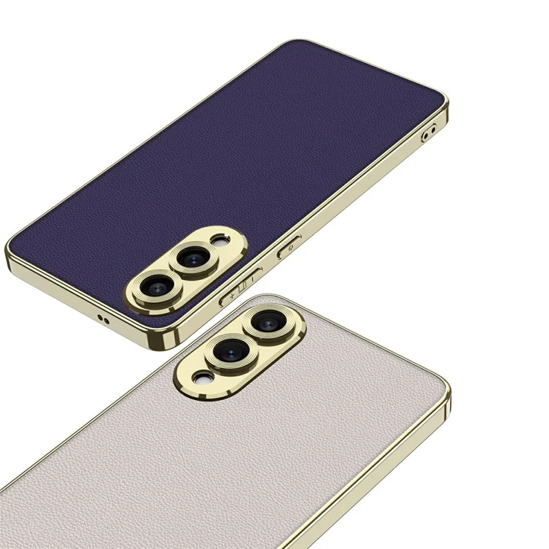 For Samsung Galaxy S25 Edge Case Skin-Touch PU Leather + PC Electroplated Phone Cover - Dark Purple