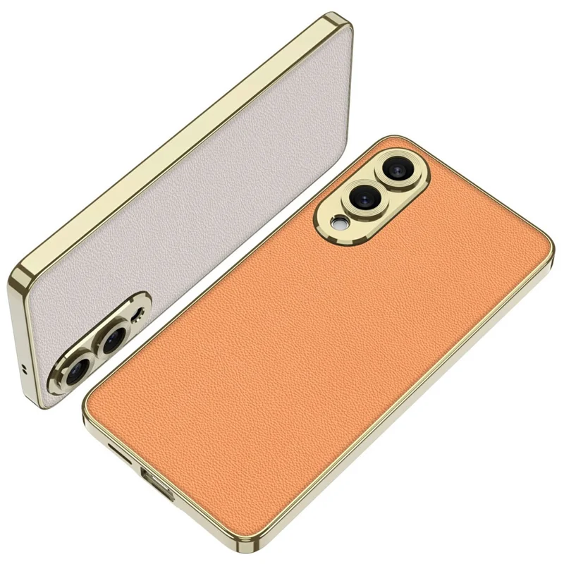 For Samsung Galaxy S25 Edge Case Skin-Touch PU Leather + PC Electroplated Phone Cover - Dark Purple