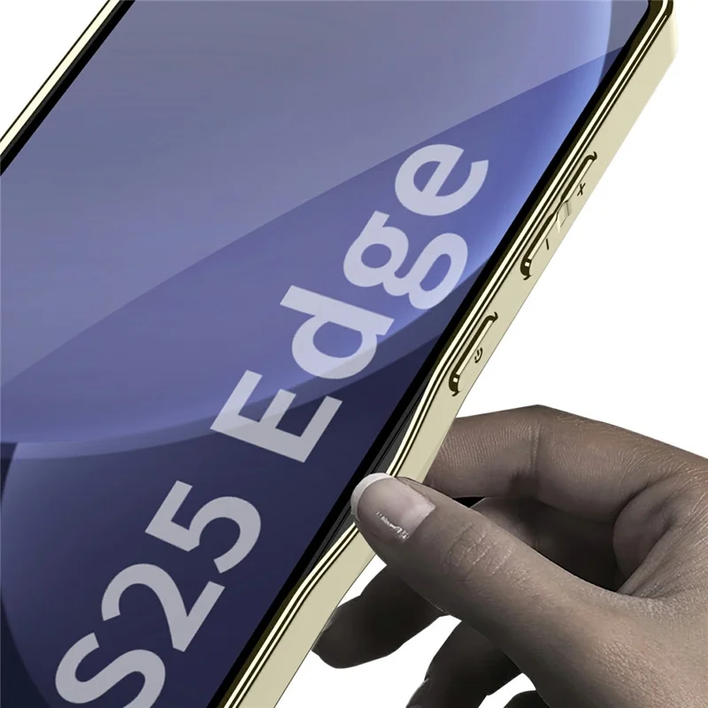 For Samsung Galaxy S25 Edge Case Skin-Touch PU Leather + PC Electroplated Phone Cover - Dark Purple