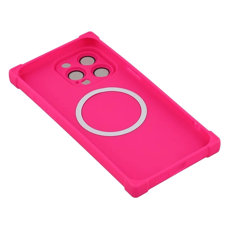 For iPhone 15 Pro Max Case Compatible with MagSafe Straight Edge TPU Phone Cover with Camera Lens Protector - Rose