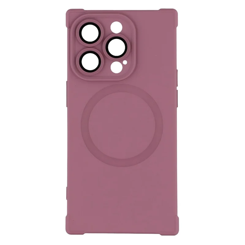 For iPhone 15 Pro Max Case Compatible with MagSafe Straight Edge TPU Phone Cover with Camera Lens Protector - Plum