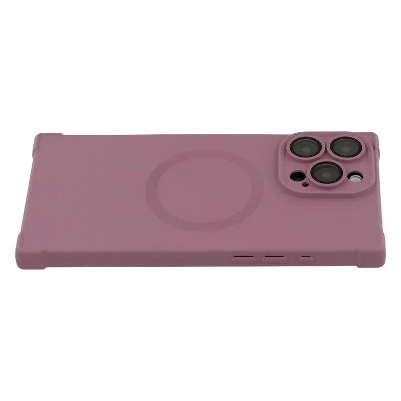 For iPhone 15 Pro Max Case Compatible with MagSafe Straight Edge TPU Phone Cover with Camera Lens Protector - Plum