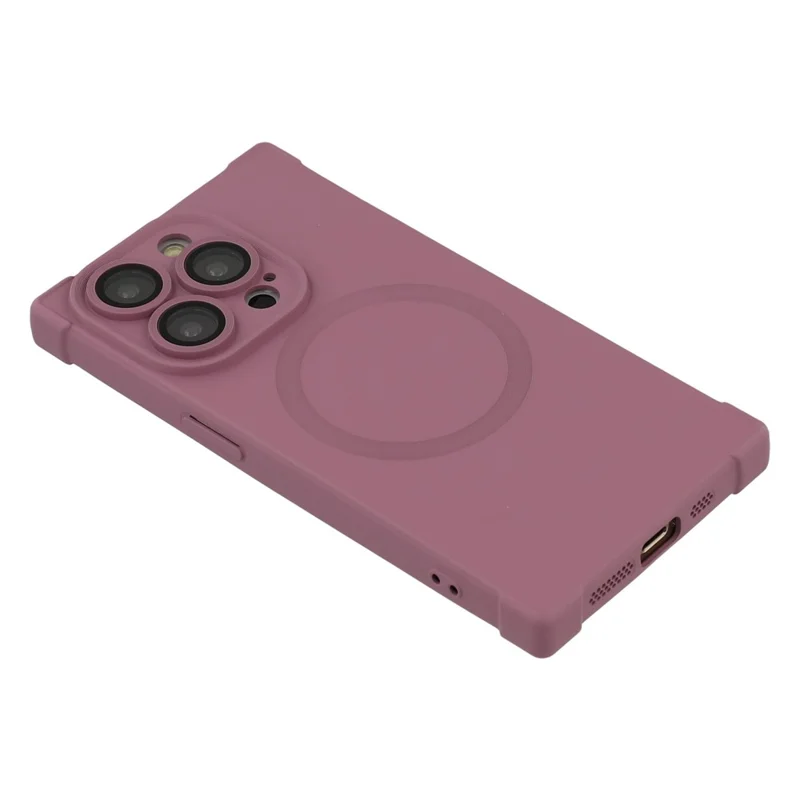 For iPhone 15 Pro Max Case Compatible with MagSafe Straight Edge TPU Phone Cover with Camera Lens Protector - Plum