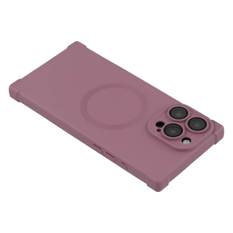 For iPhone 15 Pro Max Case Compatible with MagSafe Straight Edge TPU Phone Cover with Camera Lens Protector - Plum