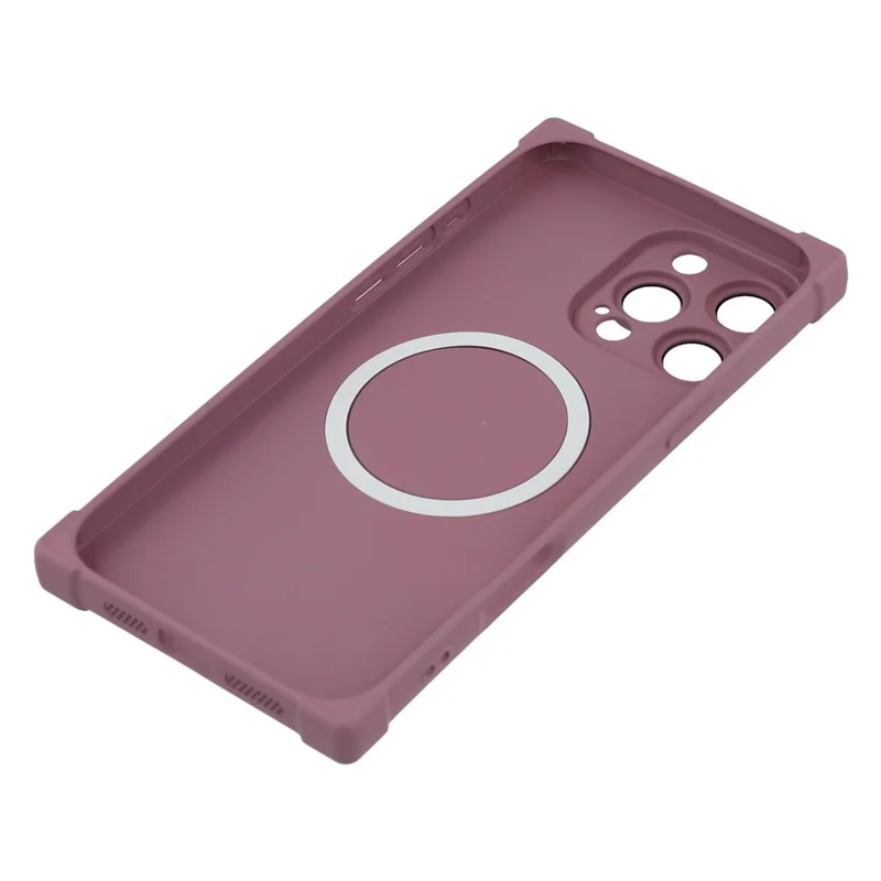 For iPhone 15 Pro Max Case Compatible with MagSafe Straight Edge TPU Phone Cover with Camera Lens Protector - Plum