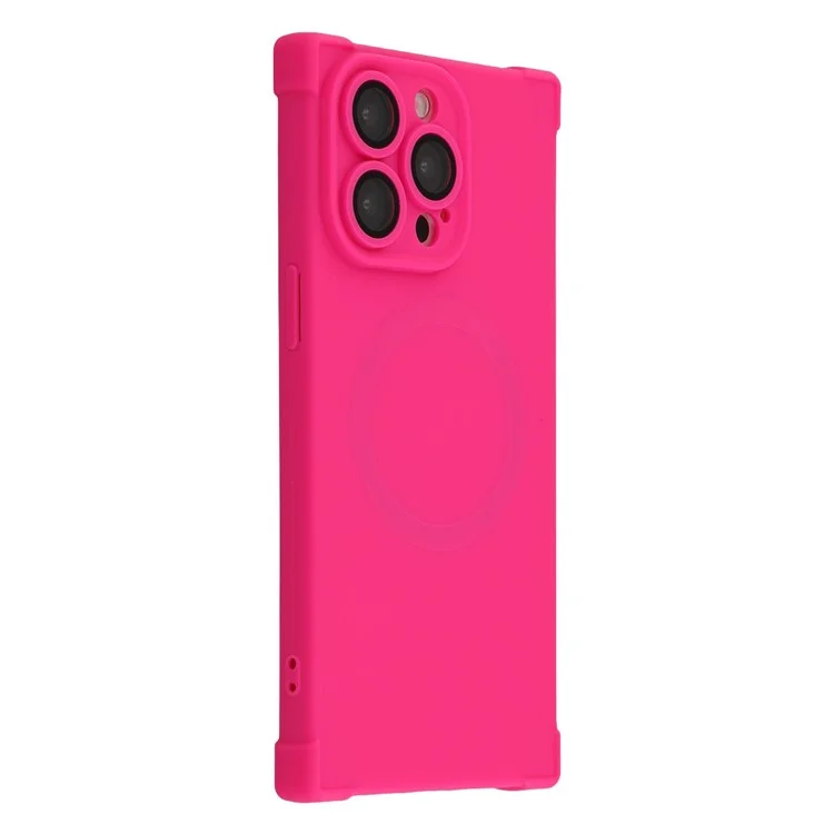 For iPhone 15 Pro Case Compatible with MagSafe Straight Edge TPU Phone Cover with Camera Lens Protector - Rose