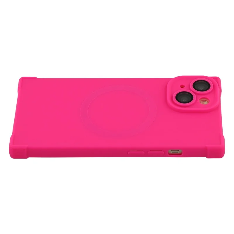 For iPhone 15 Case Compatible with MagSafe Straight Edge TPU Phone Cover with Camera Lens Protector - Rose
