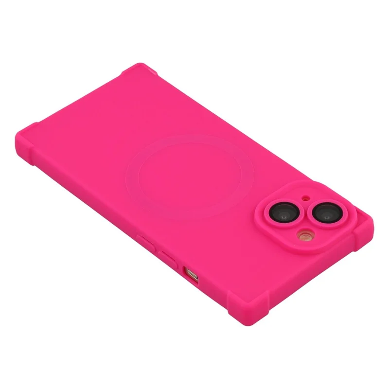 For iPhone 15 Case Compatible with MagSafe Straight Edge TPU Phone Cover with Camera Lens Protector - Rose