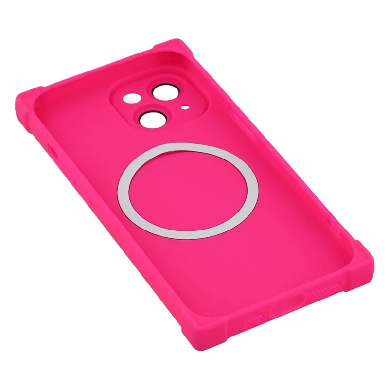 For iPhone 15 Case Compatible with MagSafe Straight Edge TPU Phone Cover with Camera Lens Protector - Rose