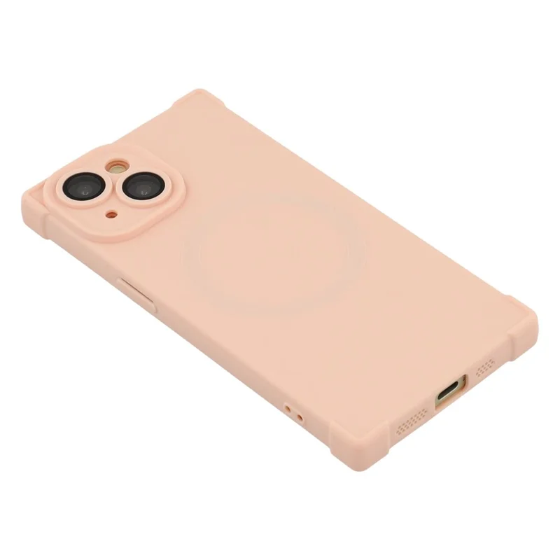 For iPhone 14 Case Compatible with MagSafe Straight Edge TPU Phone Cover with Camera Lens Protector - Pink