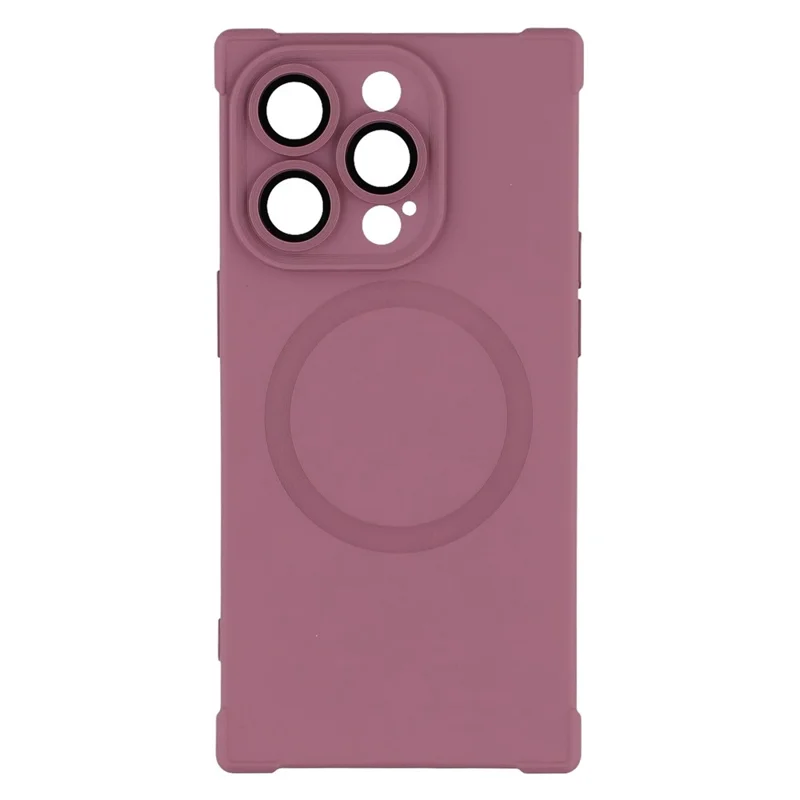 For iPhone 16 Pro Max Case Compatible with MagSafe Straight Edge TPU Phone Cover with Camera Lens Protector - Plum