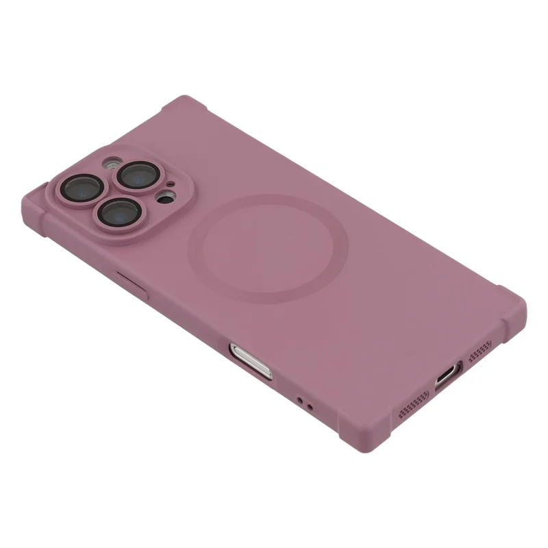 For iPhone 16 Pro Max Case Compatible with MagSafe Straight Edge TPU Phone Cover with Camera Lens Protector - Plum