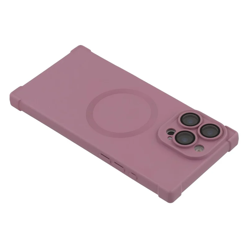 For iPhone 16 Pro Max Case Compatible with MagSafe Straight Edge TPU Phone Cover with Camera Lens Protector - Plum