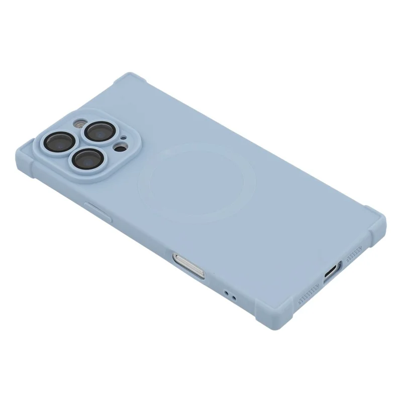 For iPhone 16 Pro Case Compatible with MagSafe Straight Edge TPU Phone Cover with Camera Lens Protector - Blue