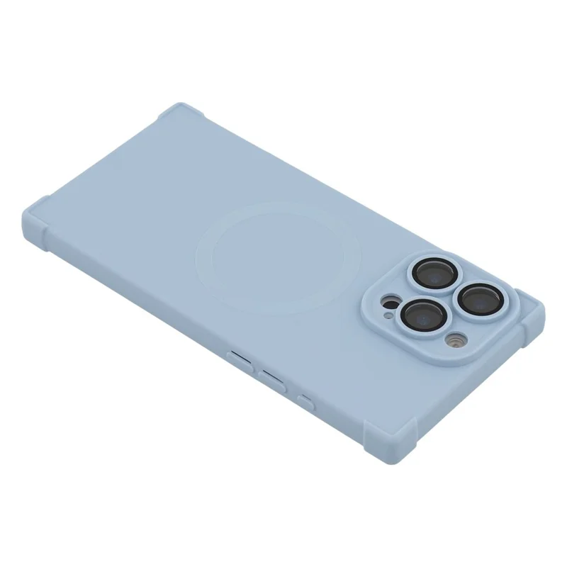 For iPhone 16 Pro Case Compatible with MagSafe Straight Edge TPU Phone Cover with Camera Lens Protector - Blue