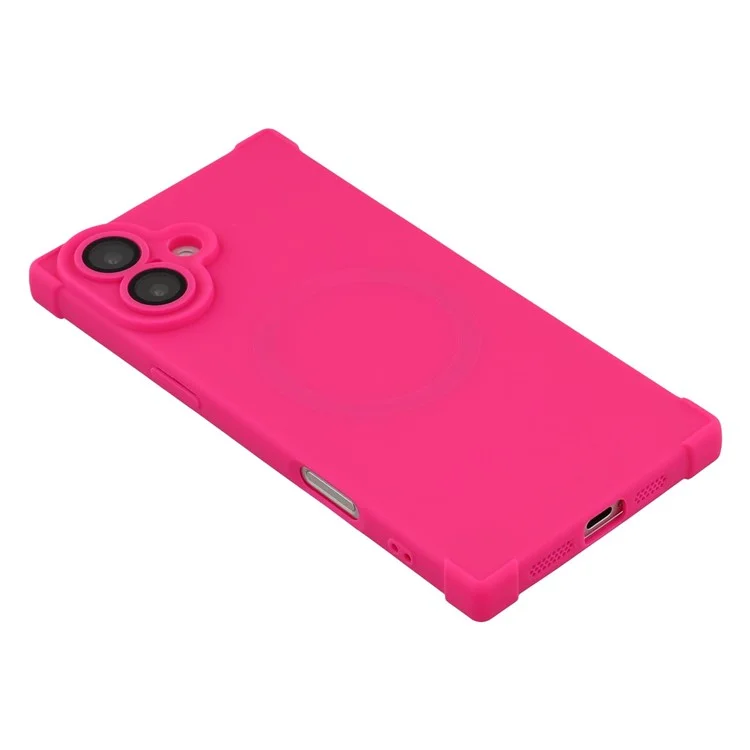 For iPhone 16 Case Compatible with MagSafe Straight Edge TPU Phone Cover with Camera Lens Protector - Rose
