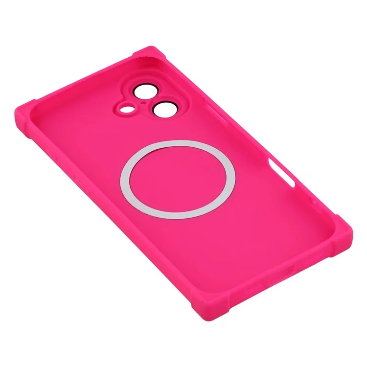 For iPhone 16 Case Compatible with MagSafe Straight Edge TPU Phone Cover with Camera Lens Protector - Rose