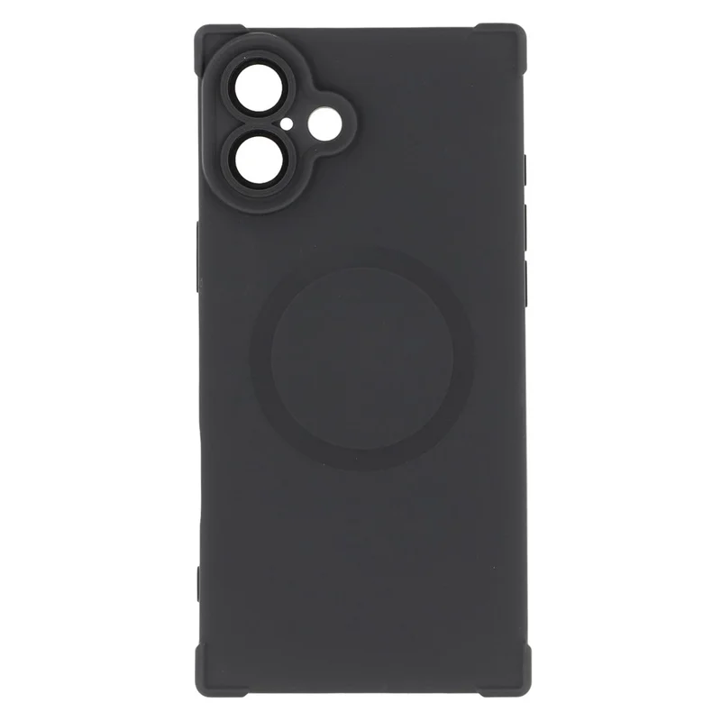 For iPhone 16 Case Compatible with MagSafe Straight Edge TPU Phone Cover with Camera Lens Protector - Black