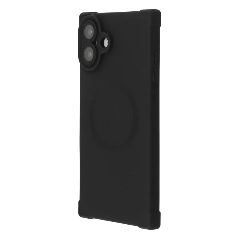 For iPhone 16 Case Compatible with MagSafe Straight Edge TPU Phone Cover with Camera Lens Protector - Black
